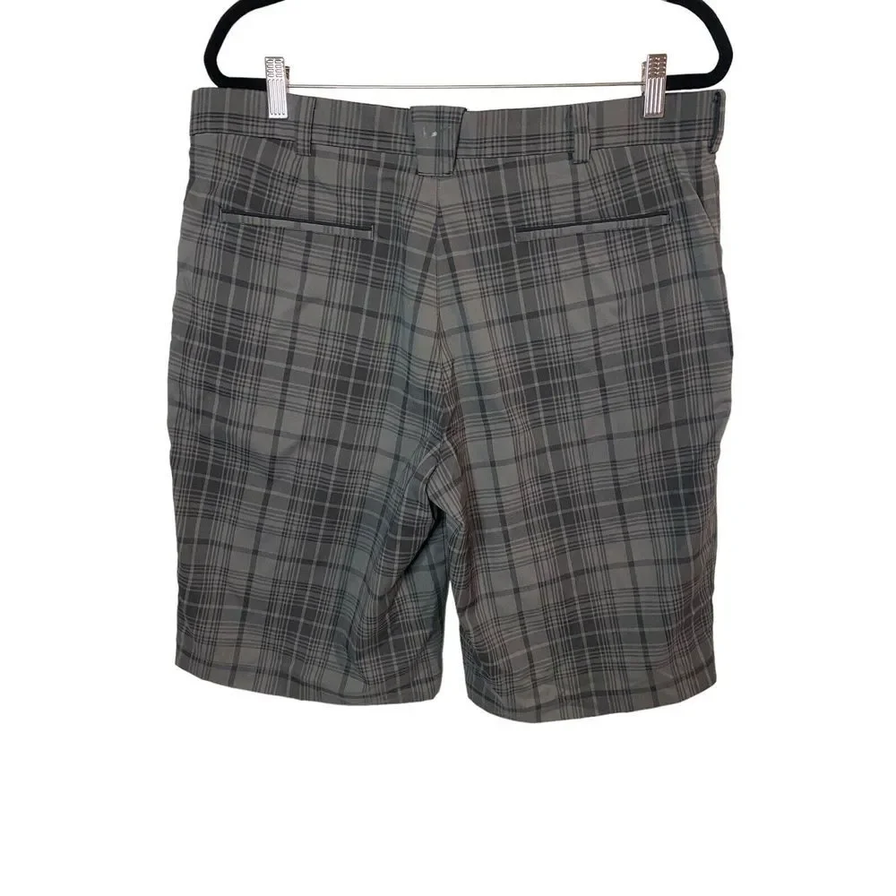 Nike Golf Dri-Fit Tour Performance Gray‎ Plaid Sport Bermuda Shorts Size 36